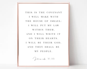Jeremías 31:33 - Este es el convenio que haré... Seré su Dios. - SCRIPTURE INSTANT DOWNLOAD - Christian Wall Art