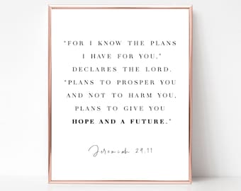 Jeremías 29:11 - Porque sé los planes que tengo para ti... para darte esperanza y un futuro. - SCRIPTURE INSTANT DOWNLOAD - Christian Wall Art