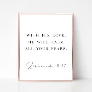 Zephaniah 3:17 Print • Printable Christian Wall Decor • Christian Print • Bible Verse Art • Wall Art Printable • Scripture Prints