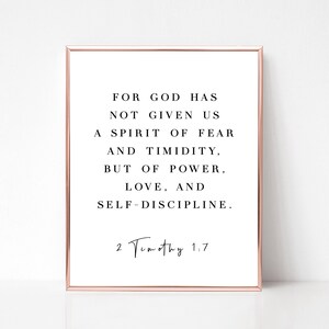 2 Timotheus 1:7 - Denn Gott hat uns keinen Geist der Furcht gegeben, sondern der Macht, der Liebe... - SCRIPTURE INSTANT DOWNLOAD - Christian Wall Art