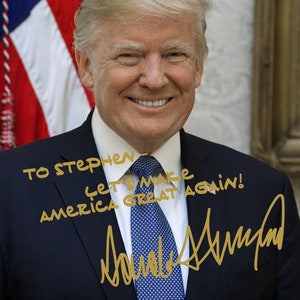 Personalized President Donald Trump Gold Autographed 8x10 Photo FREE SHIPPING image 1