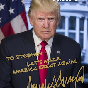 Personalized President Donald Trump Gold Autographed 8x10 Photo FREE SHIPPING image 3