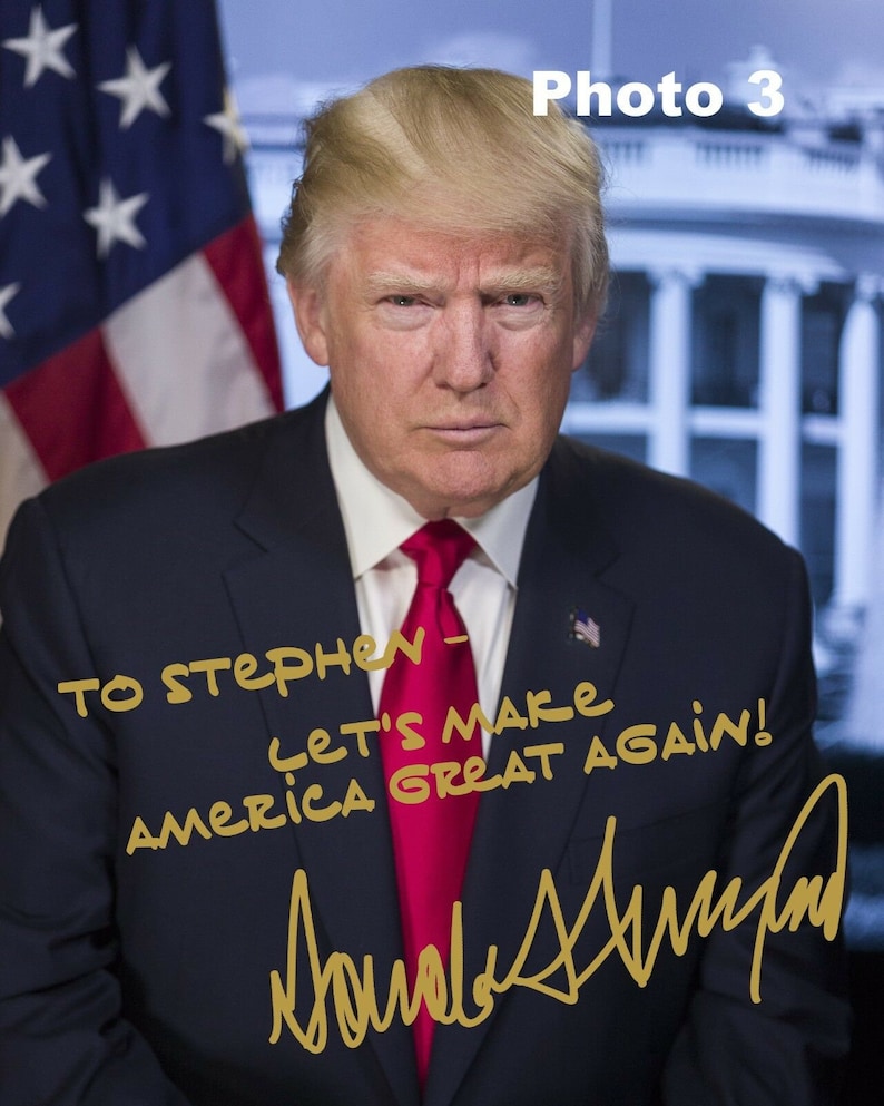 Personalized President Donald Trump Gold Autographed 8x10 Photo FREE SHIPPING image 3