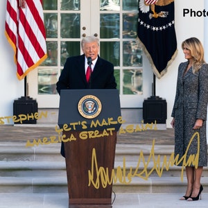 Personalized President Donald Trump Gold Autographed 8x10 Photo FREE SHIPPING image 6