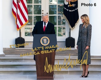 AUTOGRAFO Di Donald Trump Firmato Dal Presidente MAGA Con Cornice Personalizzata 11x14 Display B - Italia - Foto 3