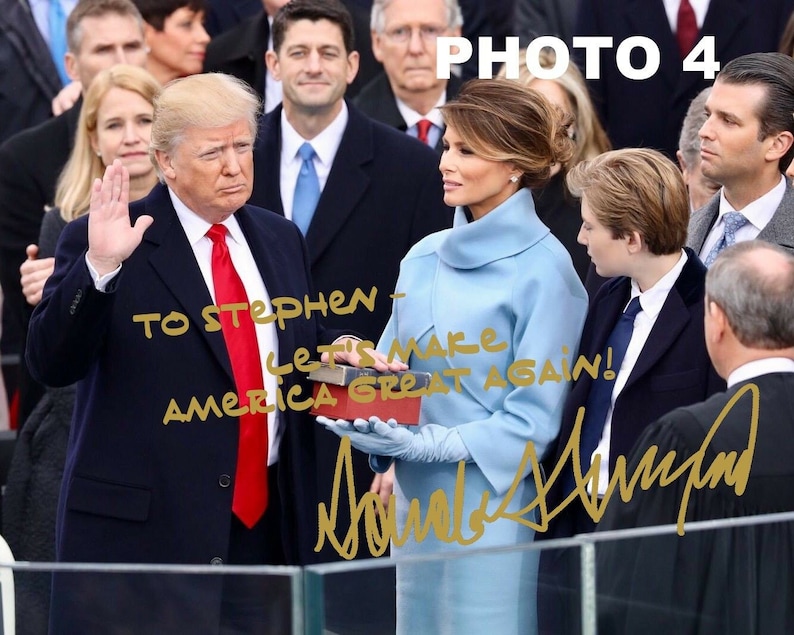 Personalized President Donald Trump Gold Autographed 8x10 Photo FREE SHIPPING image 4