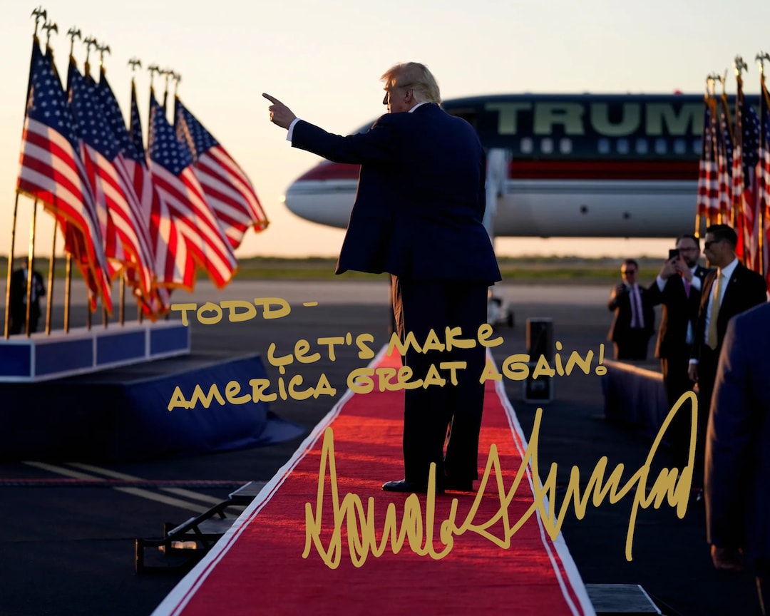 Personalized/customized President Donald Trump Gold Autographed 8x10 ...