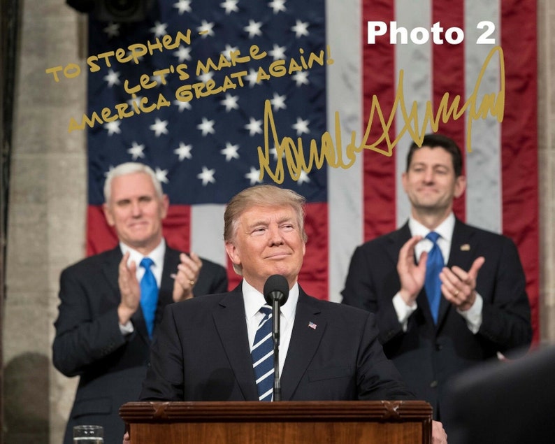 Personalized President Donald Trump Gold Autographed 8x10 Photo FREE SHIPPING image 2