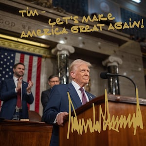 Personalized/Customized President Donald Trump Gold Autographed 8x10 Photo - FREE SHIPPING!