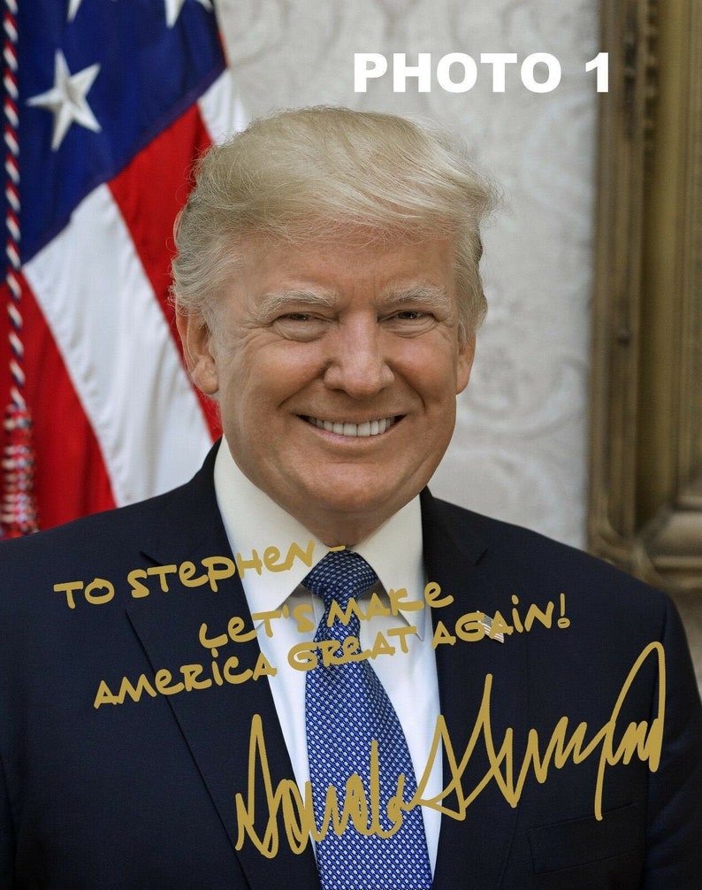 Personalized President Donald Trump Gold Autographed 8x10 Photo FREE SHIPPING image 1