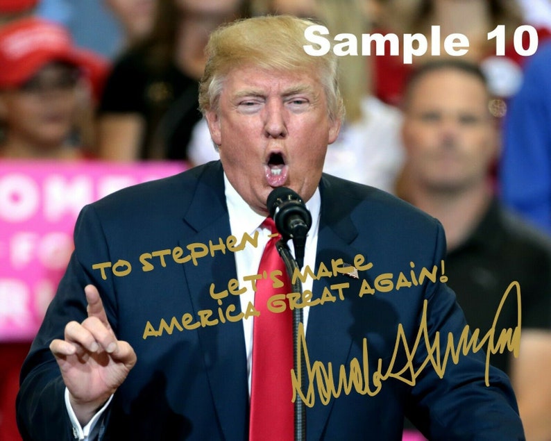 Personalized President Donald Trump Gold Autographed 8x10 Photo FREE SHIPPING image 10