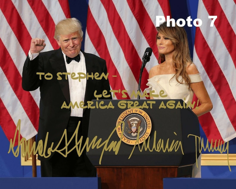 Personalized President Donald Trump Gold Autographed 8x10 Photo FREE SHIPPING image 7