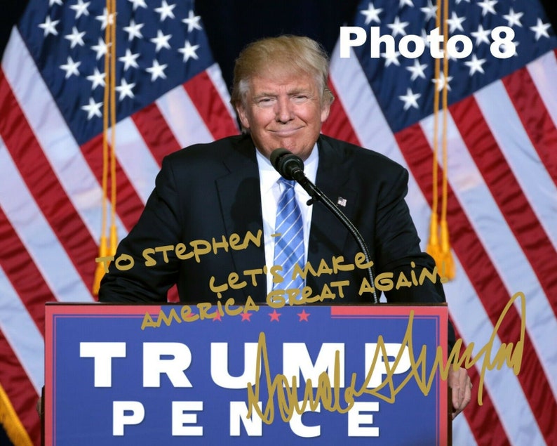 Personalized President Donald Trump Gold Autographed 8x10 Photo FREE SHIPPING image 8