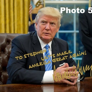 Personalized President Donald Trump Gold Autographed 8x10 Photo FREE SHIPPING image 5