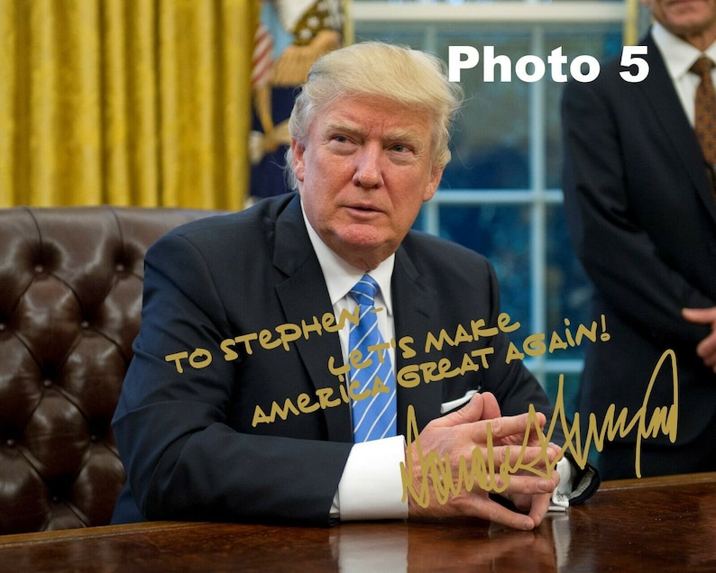 Personalized President Donald Trump Gold Autographed 8x10 Photo FREE SHIPPING image 5