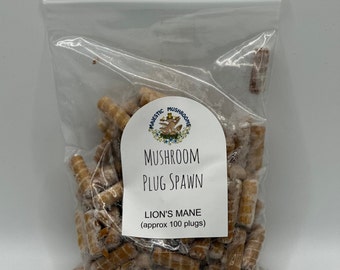 Lion's Mane Mushroom Plug Spawn 100x - FREE USA shipping