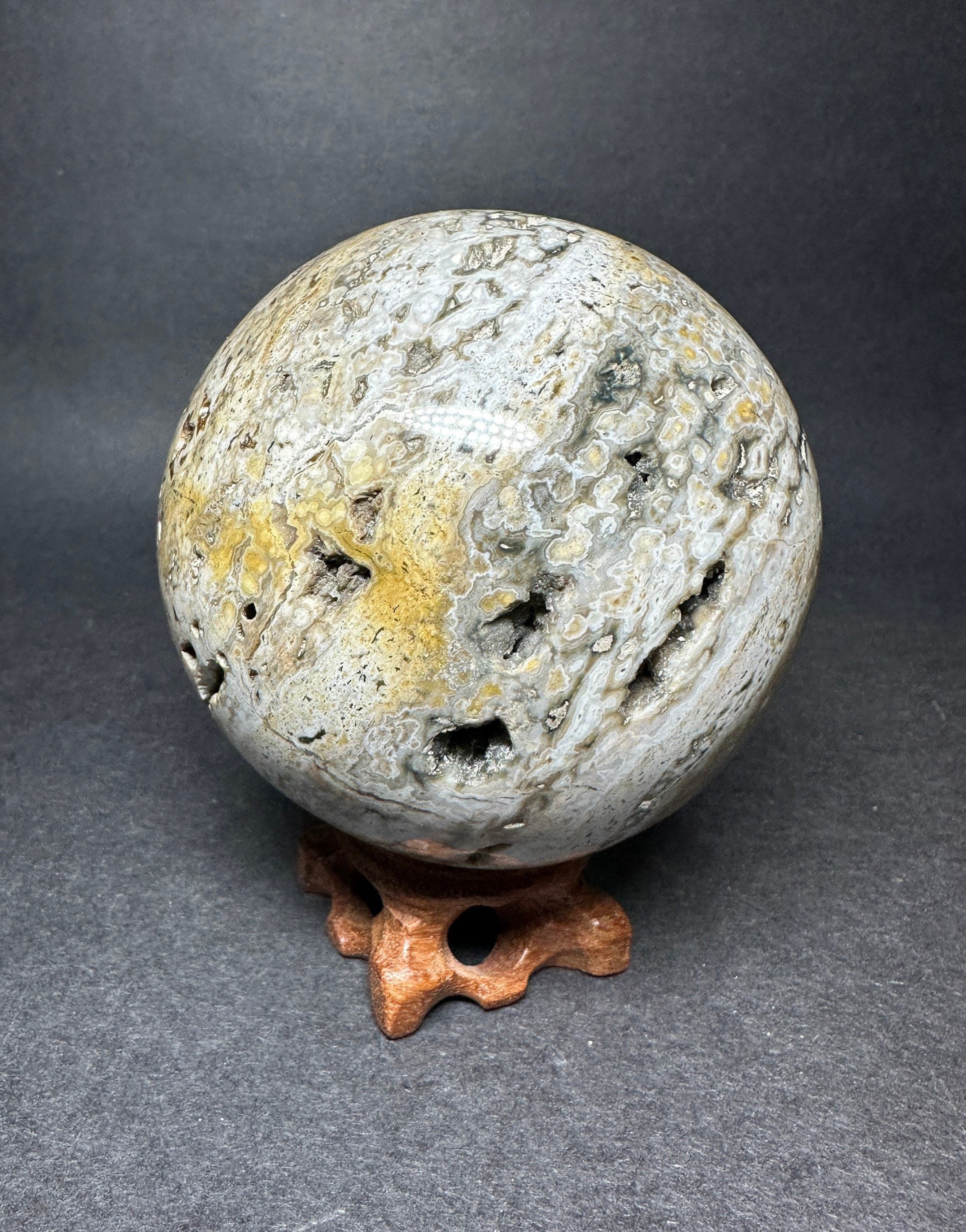 オーシャンジャスパー スフィア、ディスプレイスタンド付属 (3.33