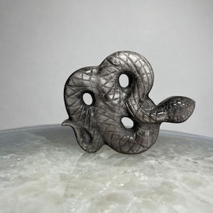 Silver sheen obsidian snake, snake carving, silver snake