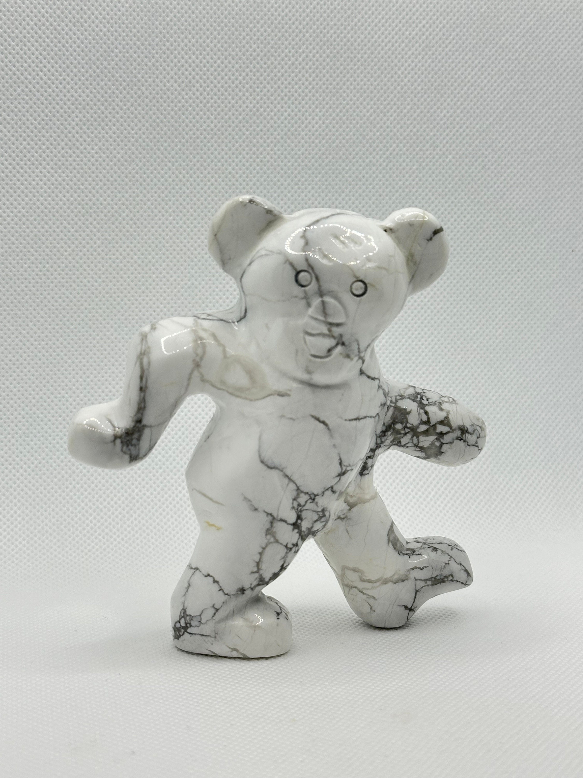 Howlite bear, dancing bear, bear carving