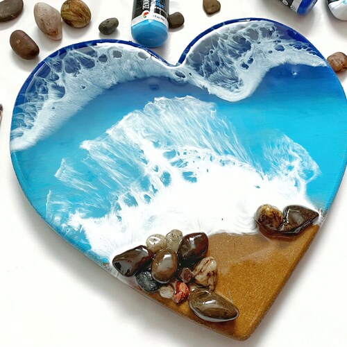 Beach Epoxy Resin Art Wall Art Wall Decor Sea Heart Etsy UK