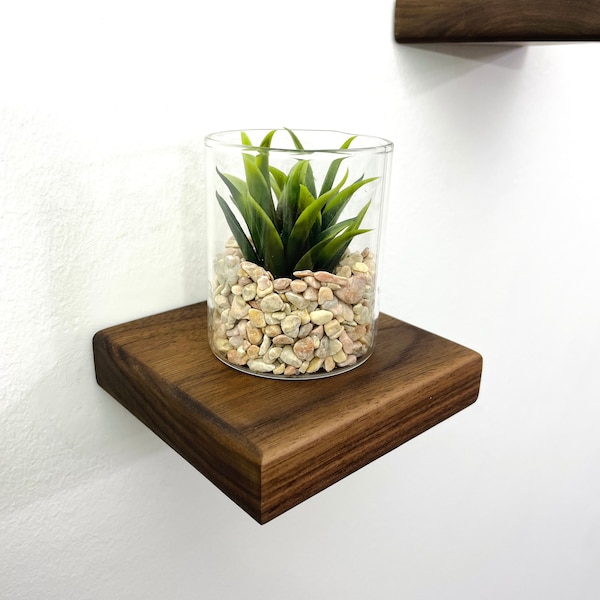 Floating Shelves | Small Square Walnut | Plants, Keys, Candles, Wall Décor | Succulent shelf