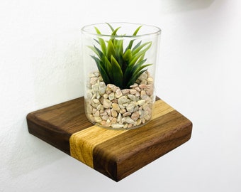 Floating Shelves | Small Walnut and Oak Shelf | Plants, Keys, Candles, Wall Décor | Succulent shelf | Walnut with Oak strip