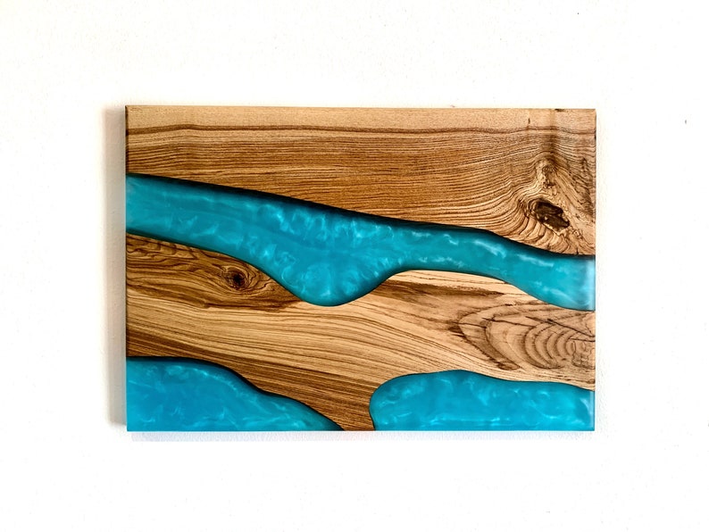 Epoxy Resin Wall Art Ocean Blue Wood Art Wood Home Etsy