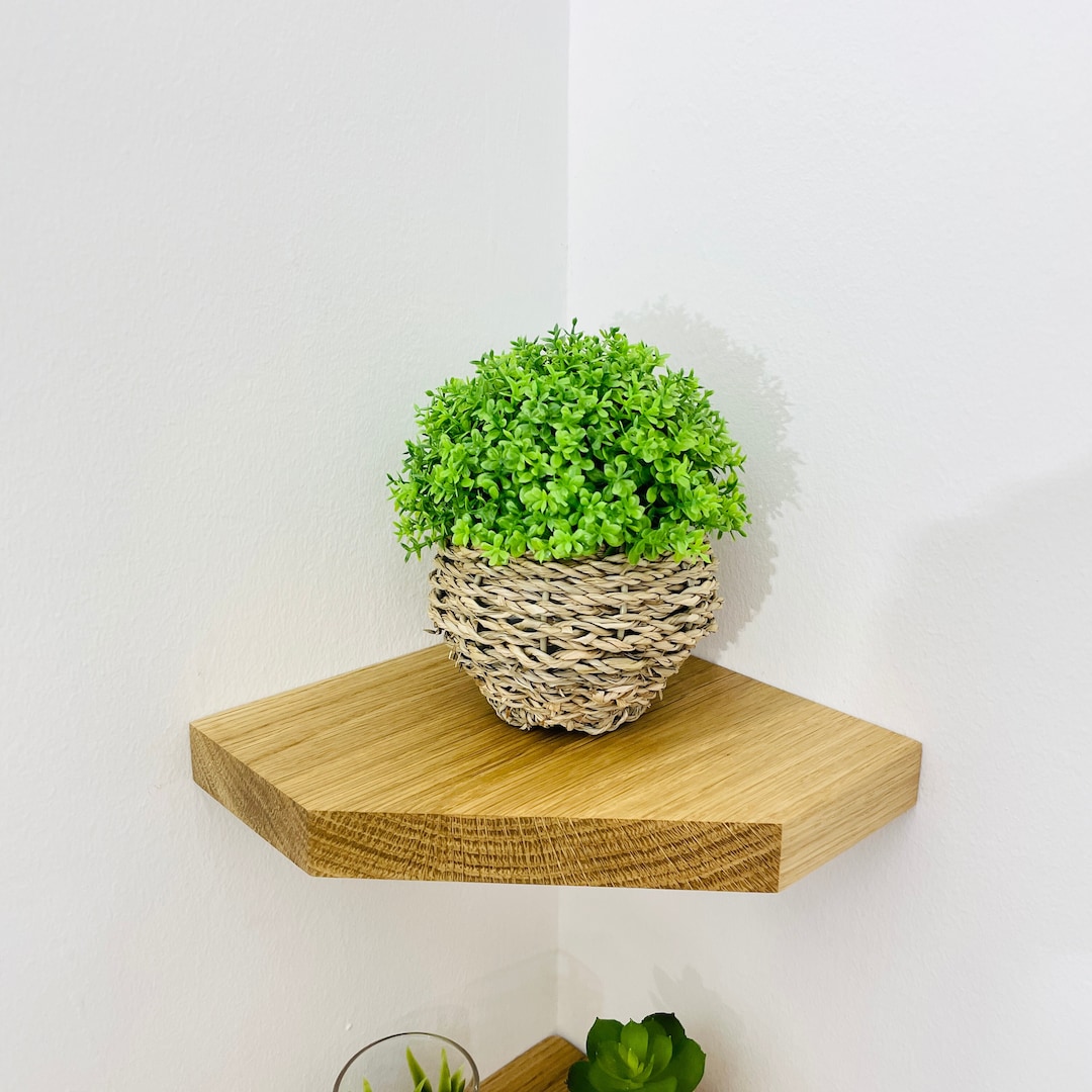 Oak Floating Corner Shelf Oak Bathroom Furniture Diamond Shape - Etsy