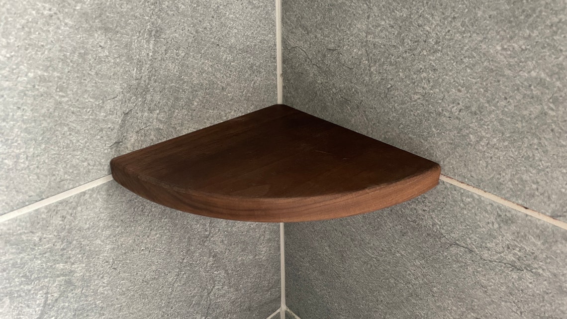 Walnut Floating Corner Shelf Walnut Furniture for Bathroom Etsy UK
