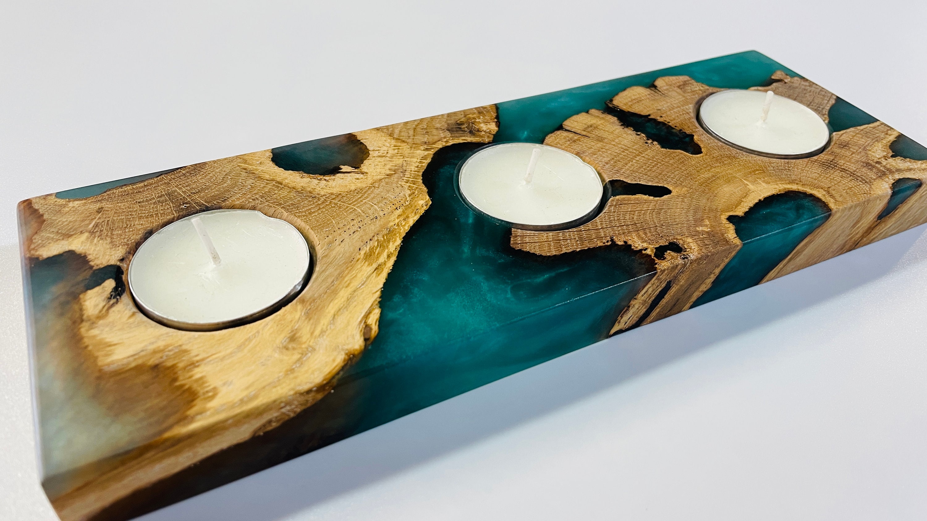 Wooden Epoxy Resin Candle Holder Tea Light Home Art Etsy UK