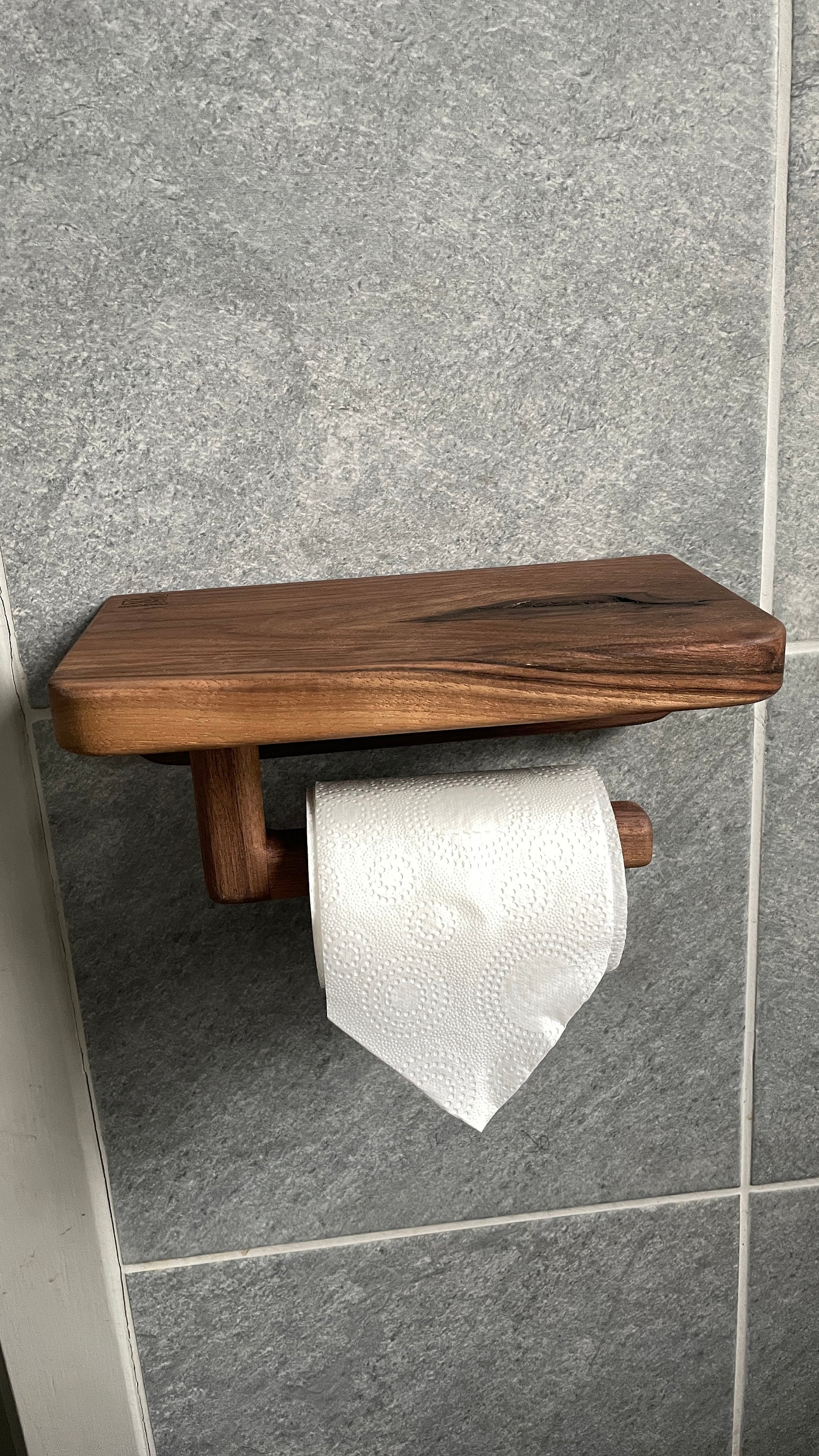 Portarrollos de papel higiénico, Portarrollos de madera de nogal, Estante  de baño -  España