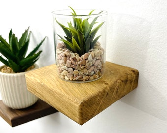 Floating Shelves | Small Square Oak | Plants, Keys, Candles, Wall Décor | Succulent shelf