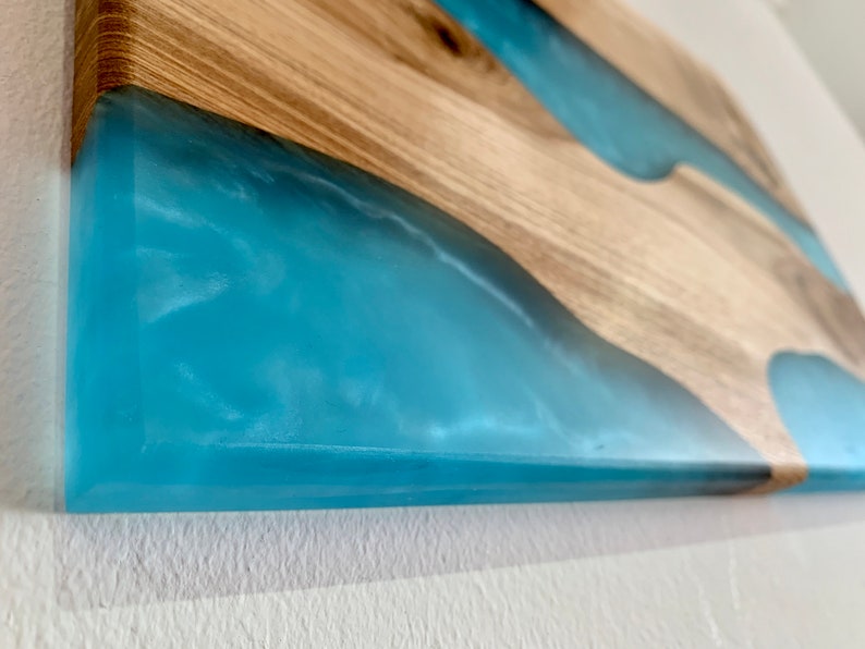 Epoxy Resin Wall Art Ocean Blue Wood Art Wood Home Etsy