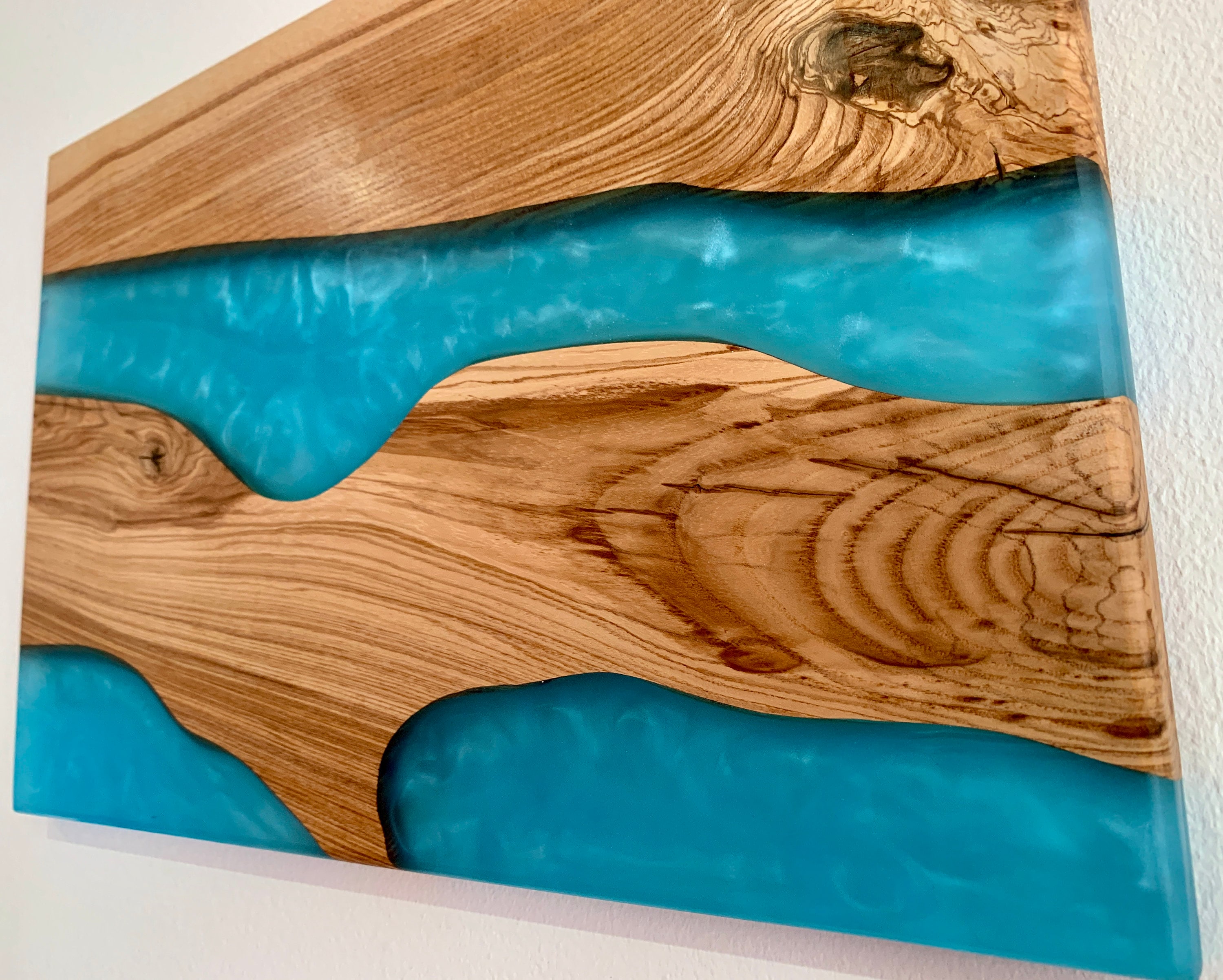 Epoxy Resin Wall Art Ocean Blue Wood Art Wood Home  Etsy