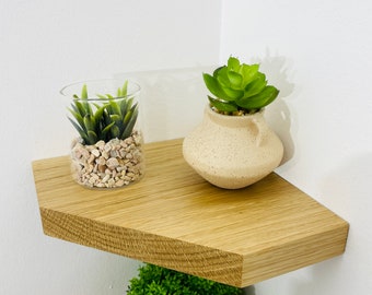 Oak floating corner shelf | Oak Bathroom Furniture | Diamond shape