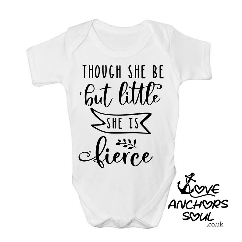 Baby Girl Clothes Baby Bodysuit Hippe Baby Girl baby Clothes Though She Be But Little She Is Fierce Onesie\u00ae Inspiring Baby gifts