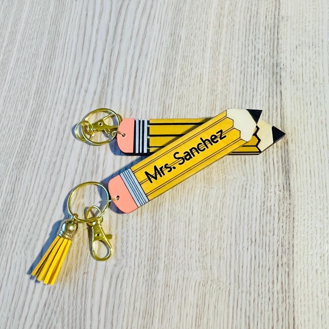 Personalized Pencil Keychain | Custom Teacher Keychain | Back to School ...