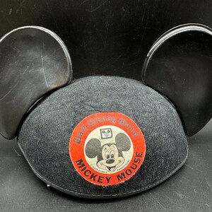 Vintage 1971-1986 Walt Disney World broderade Musse Pigg öronkeps, souvenir, "Linda", minnessak