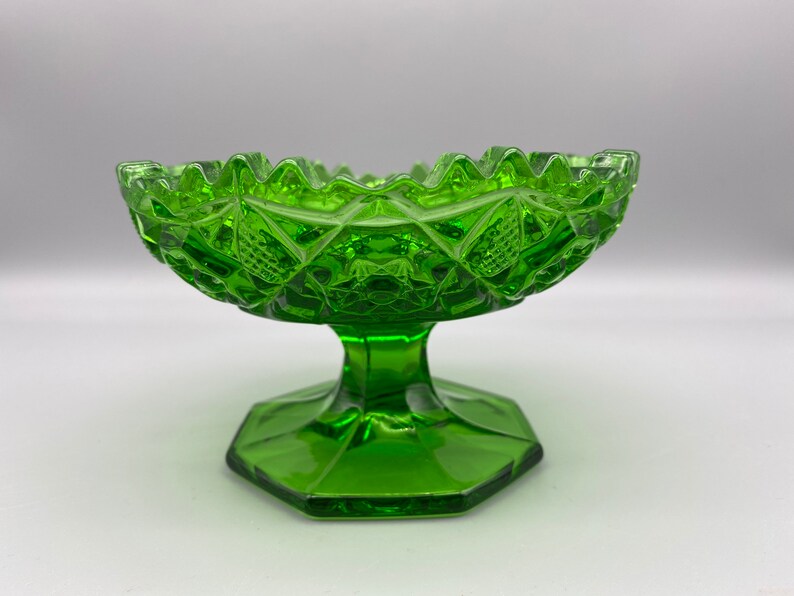 Bright holiday green glass compote pedestal bowl footed bowl Etsy