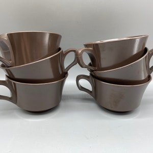 Vintage Allied Chemical melamine coffee cups, brown, lot of 6
