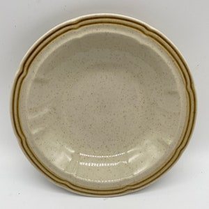 Vintage Crown Manor stoneware “Flower Garden” pattern fruit bowls, pair, made in Japan, speckled, tan, brown, autumn colors