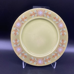 Vintage Taylor Smith and Taylor Granada Casa Verde Ironstone dinner plates, avocado green, mid century design, 7 available