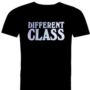 Pulp Different Class Silver Print on Black Full Cotton T Shirt.