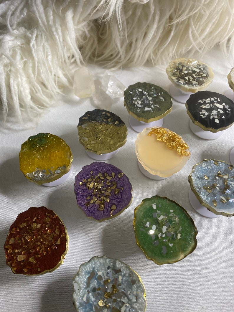 Resin Crystaled (cell Phone) Pop- Socket {off White} - Etsy