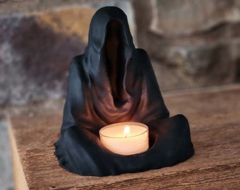 Gothic Ghost Candle Holder Black Ghost Candle Holder-Gothic Home Decor Halloween Ghost Decorations for Fall-Spooky Tealight Candle Holder