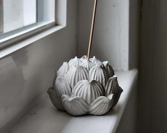 Handmade Concrete Lotus Incense Holder-Cement Lotus Incense Burner-Incense Stick Holder-Zen Style Home Decor