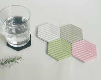 Concrete Hexagon Handmade Coasters Set of 4-Cup / Mug / Glass Cement Mat-Geometric Modern Coaster