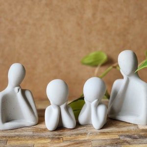 Happy Family Sculptures-Modern Concrete Family Statue Set-New Year Minimalist Family Gift-Father Mother Kids Figurines