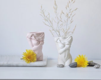 Female Torso Dry Flower Vase Body Shape Sculpture Vase-Goddess Sculpture-Nude Body Vase-Dried Flower Pot-Cosmetic Brush Holder