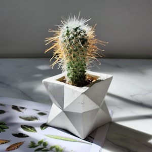 Handmade Geometric Rhombus Concrete Planter-Cement Succulent Pot-Minimal Home Decor-Aesthetic Pot
